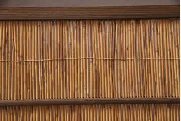 ビンテージ家具　レトロ　栓材　鳥と竹　透かしが素敵な四連折り畳み式パーテーション(衝立、仕切り)(R-046355)
