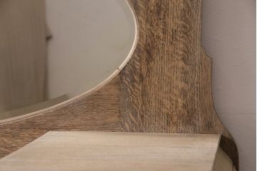 アンティーク家具　イギリスアンティーク　オーク材　猫脚がおしゃれなミラー付きサイドボード(リビングボード)(R-046356)