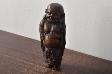 乙柳軒作　布袋和尚尊像　木彫(浜野鋪随)　鑑定書付(R-046407)