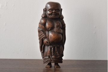 乙柳軒作　布袋和尚尊像　木彫(浜野鋪随)　鑑定書付(R-046407)