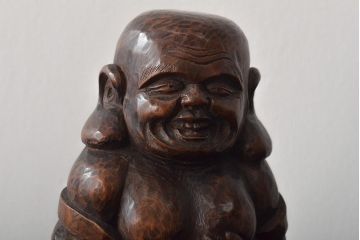 乙柳軒作　布袋和尚尊像　木彫(浜野鋪随)　鑑定書付(R-046407)