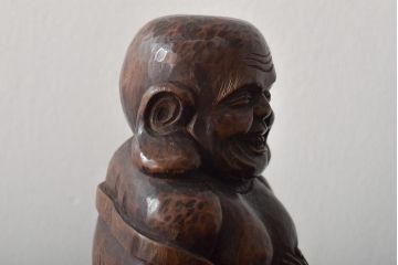 乙柳軒作　布袋和尚尊像　木彫(浜野鋪随)　鑑定書付(R-046407)