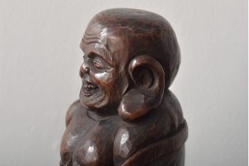 乙柳軒作　布袋和尚尊像　木彫(浜野鋪随)　鑑定書付(R-046407)