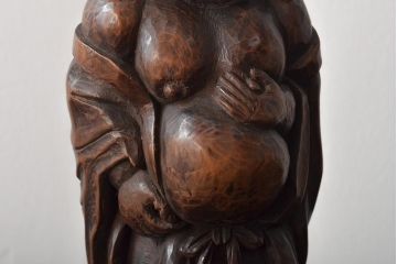 乙柳軒作　布袋和尚尊像　木彫(浜野鋪随)　鑑定書付(R-046407)