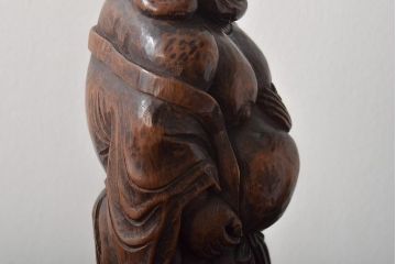 乙柳軒作　布袋和尚尊像　木彫(浜野鋪随)　鑑定書付(R-046407)