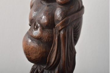 乙柳軒作　布袋和尚尊像　木彫(浜野鋪随)　鑑定書付(R-046407)