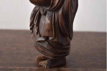 乙柳軒作　布袋和尚尊像　木彫(浜野鋪随)　鑑定書付(R-046407)