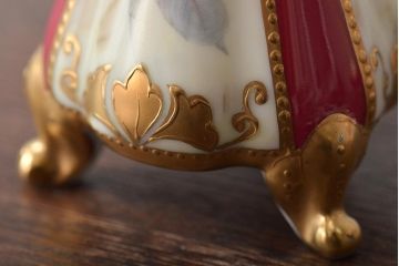 Noritake(ノリタケ)　HANDPAINTED　夕湖畔風景・薔薇(バラ)絵　花瓶3点　共箱(金彩、花器、フラワーベース)(R-046409)