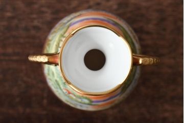 Noritake(ノリタケ)　HANDPAINTED　夕湖畔風景・薔薇(バラ)絵　花瓶3点　共箱(金彩、花器、フラワーベース)(R-046409)