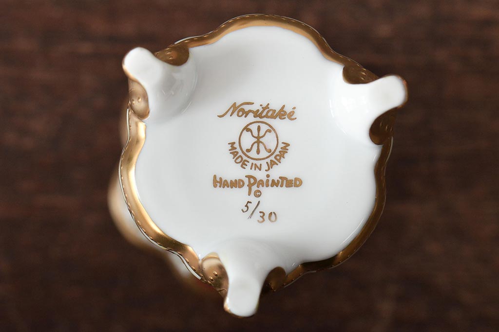 Noritake(ノリタケ)　HANDPAINTED　夕湖畔風景・薔薇(バラ)絵　花瓶3点　共箱(金彩、花器、フラワーベース)(R-046409)