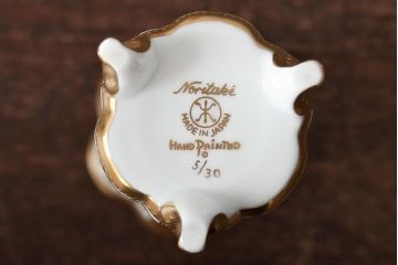 Noritake(ノリタケ)　HANDPAINTED　夕湖畔風景・薔薇(バラ)絵　花瓶3点　共箱(金彩、花器、フラワーベース)(R-046409)