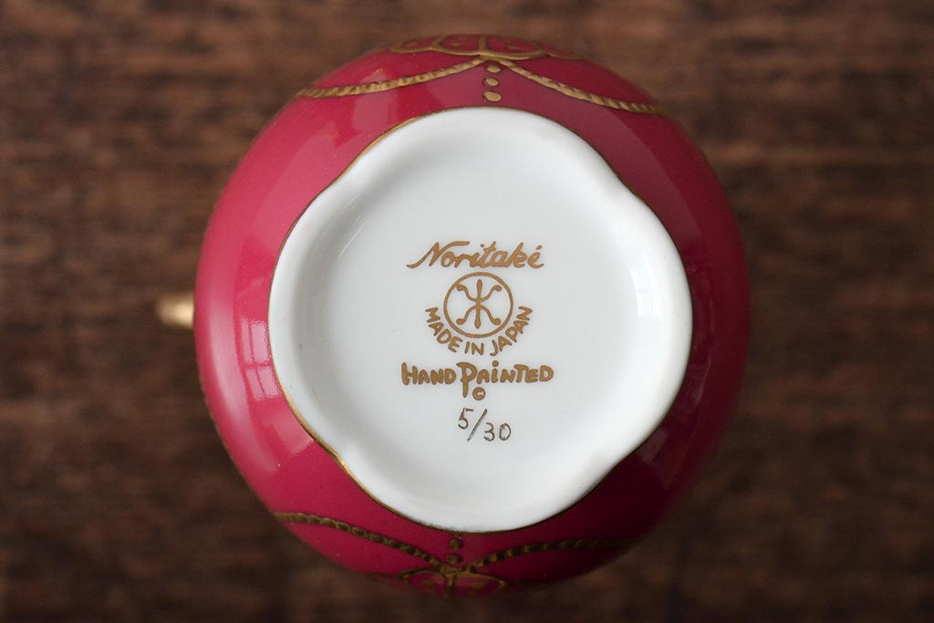 Noritake(ノリタケ)　HANDPAINTED　夕湖畔風景・薔薇(バラ)絵　花瓶3点　共箱(金彩、花器、フラワーベース)(R-046409)