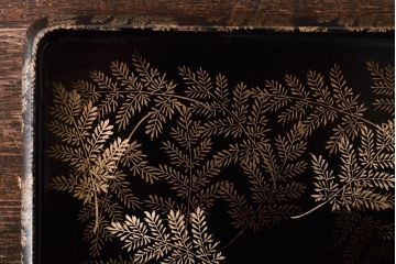 大正〜昭和初期　金蒔絵　木製煙草盆(たばこ盆、煙草入れ、火入れ)(R-046412)