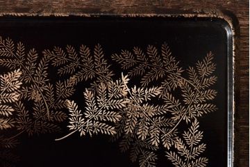 大正〜昭和初期　金蒔絵　木製煙草盆(たばこ盆、煙草入れ、火入れ)(R-046412)