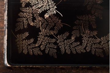 大正〜昭和初期　金蒔絵　木製煙草盆(たばこ盆、煙草入れ、火入れ)(R-046412)