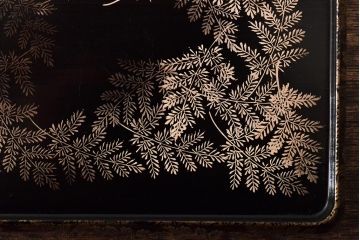 大正〜昭和初期　金蒔絵　木製煙草盆(たばこ盆、煙草入れ、火入れ)(R-046412)