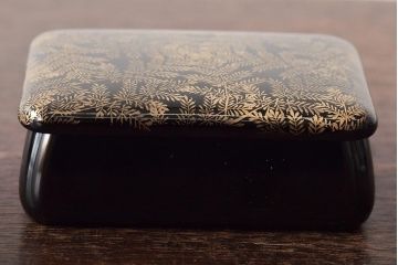 大正〜昭和初期　金蒔絵　木製煙草盆(たばこ盆、煙草入れ、火入れ)(R-046412)
