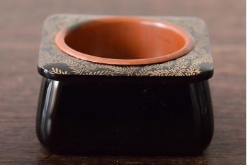 大正〜昭和初期　金蒔絵　木製煙草盆(たばこ盆、煙草入れ、火入れ)(R-046412)
