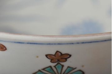 幕末〜明治　色絵　花唐子図　染付　深皿(深鉢、和食器)古伊万里(R-046414)