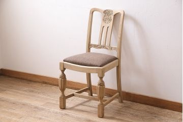 アンティーク家具　イギリスアンティーク　ストリップド(剥離)　オーク材　バルボスレッグのダイニングチェア(椅子)(R-046426)