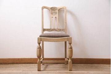 アンティーク家具　イギリスアンティーク　ストリップド(剥離)　オーク材　バルボスレッグのダイニングチェア(椅子)(R-046426)