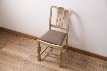 アンティーク家具　イギリスアンティーク　ストリップド(剥離)　オーク材　バルボスレッグのダイニングチェア(椅子)(R-046426)