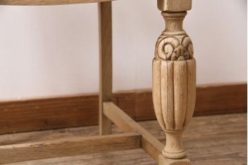 アンティーク家具　イギリスアンティーク　ストリップド(剥離)　オーク材　バルボスレッグのダイニングチェア(椅子)(R-046426)