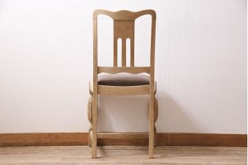 アンティーク家具　イギリスアンティーク　ストリップド(剥離)　オーク材　バルボスレッグのダイニングチェア(椅子)(R-046426)