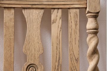 アンティーク家具　イギリスアンティーク　ストリップド(剥離)　オーク材　ツイストレッグのダイニングチェア(椅子)(R-046428)