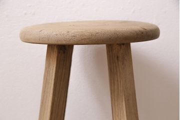 レトロ家具　ストリップド(剥離)　ナラ材　木の質感が味わい深い木製スツール(椅子、花台)(R-046431)
