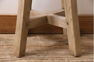 レトロ家具　ストリップド(剥離)　ナラ材　木の質感が味わい深い木製スツール(椅子、花台)(R-046431)