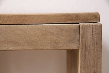 レトロ家具　ストリップド(剥離)　ナラ材　木の質感が味わい深い木製の角スツール(椅子、花台)(R-046432)