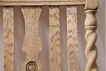 アンティーク家具　イギリスアンティーク　ストリップド(剥離)　オーク材　ツイストレッグのダイニングチェア(椅子)(R-046434)