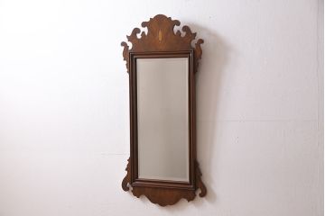 中古　HEKMAN FURNITURE　チッペンデールスタイル　マホガニー　インレイド　ウォールミラー(鏡、壁掛け)(R-046440)