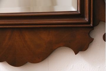 中古　HEKMAN FURNITURE　チッペンデールスタイル　マホガニー　インレイド　ウォールミラー(鏡、壁掛け)(R-046440)