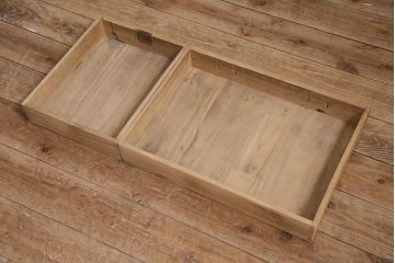 アンティーク家具　昭和初期　ストリップド(剥離)　桐材　引手金具がアクセントの文机(ローテーブル、センターテーブル、座卓)(R-046442)