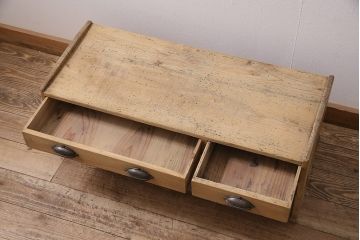 アンティーク家具　昭和初期　ストリップド(剥離)　ヒノキ材　昭和レトロな文机(ローテーブル、センターテーブル、座卓)(R-046443)