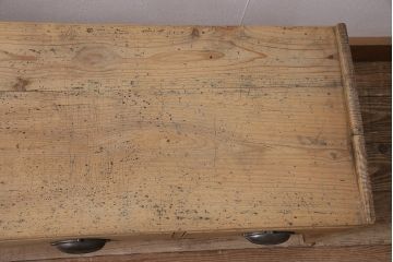 アンティーク家具　昭和初期　ストリップド(剥離)　ヒノキ材　昭和レトロな文机(ローテーブル、センターテーブル、座卓)(R-046443)