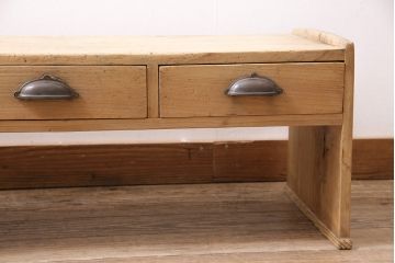 アンティーク家具　昭和初期　ストリップド(剥離)　ヒノキ材　昭和レトロな文机(ローテーブル、センターテーブル、座卓)(R-046443)