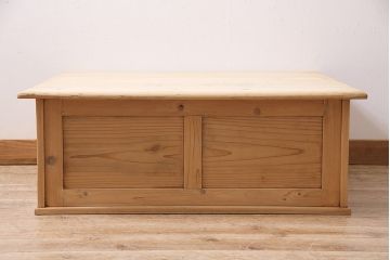 アンティーク家具　昭和初期　ストリップド(剥離)　天板ヒノキ材　大振りサイズのシンプルな文机(ローテーブル、センターテーブル、座卓)(R-046444)