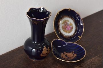 フランス　リモージュ　Limoges　花瓶など3点(CASTEL、飾り皿、金彩、プレート)(R-046471)
