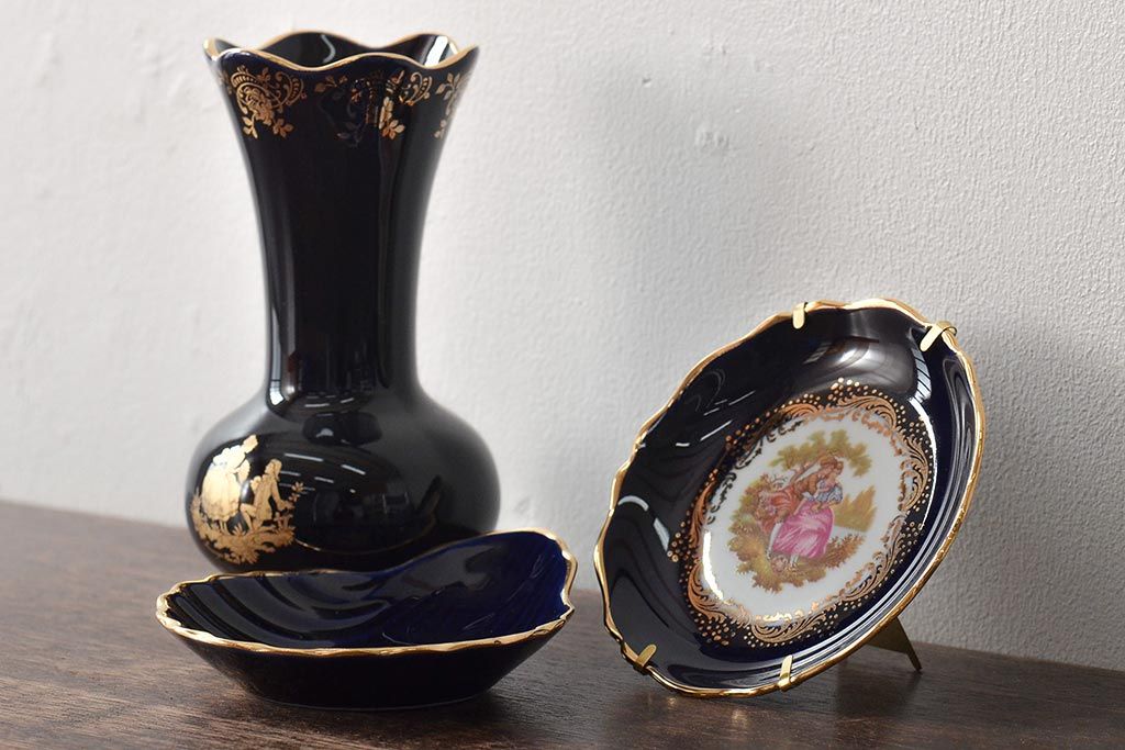 No4707 リモージュ　フランス　鶴首花瓶　高さ21cm 陶磁器　送料無料 No4707 リモージュ フランス 鶴首花瓶 高さ21cm 陶磁器 送料無料