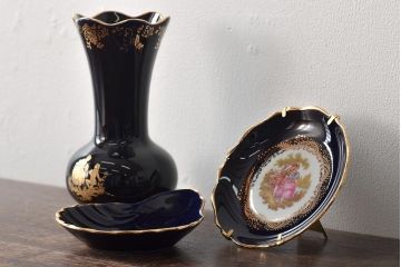フランス　リモージュ　Limoges　花瓶など3点(CASTEL、飾り皿、金彩、プレート)(R-046471)