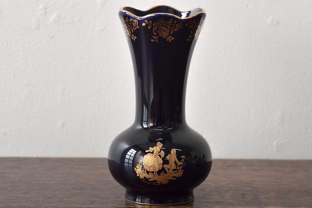 No4707 リモージュ　フランス　鶴首花瓶　高さ21cm 陶磁器　送料無料 No4707 リモージュ フランス 鶴首花瓶 高さ21cm 陶磁器 送料無料