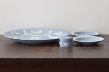 ウェッジウッド　WEDGWOOD　ジャスパー4点(プレート、小物入れ、小皿、大皿、洋食器)(R-046477)