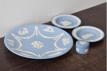 ウェッジウッド　WEDGWOOD　ジャスパー4点(プレート、小物入れ、小皿、大皿、洋食器)(R-046477)