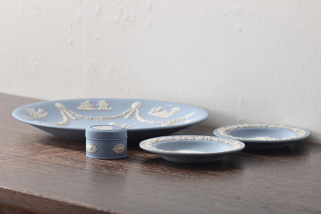 ウェッジウッド　WEDGWOOD　ジャスパー4点(プレート、小物入れ、小皿、大皿、洋食器)(R-046477)