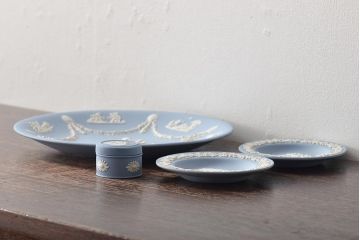 ウェッジウッド　WEDGWOOD　ジャスパー4点(プレート、小物入れ、小皿、大皿、洋食器)(R-046477)
