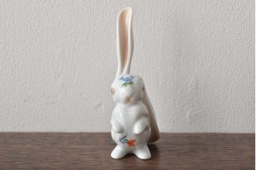 ハンガリー　HEREND　ヘレンド　たち耳うさぎ　フィギュリン　兎　置物(置き物)(R-046479)