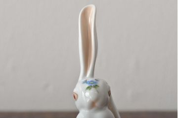 ハンガリー　HEREND　ヘレンド　たち耳うさぎ　フィギュリン　兎　置物(置き物)(R-046479)